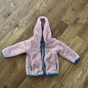 Toddler girls Hanna Andersson sherpa hooded zip up, size 2T.